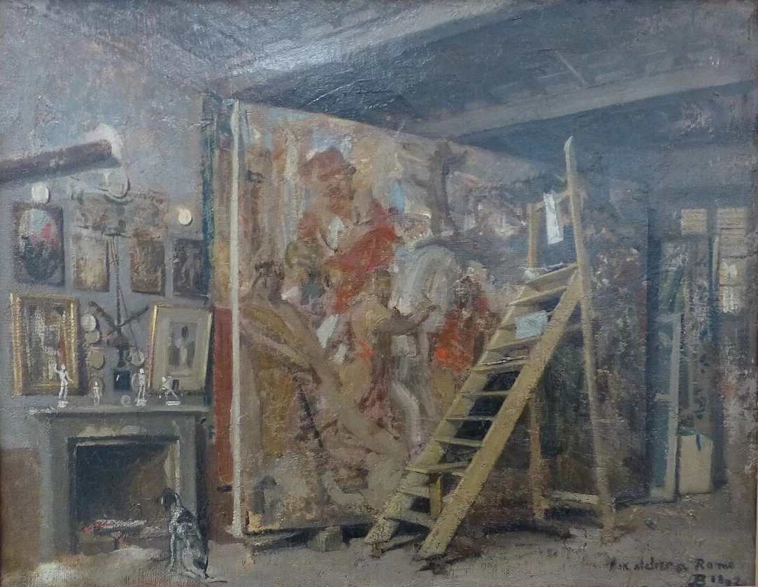 Interno dello studio del pittore a Roma